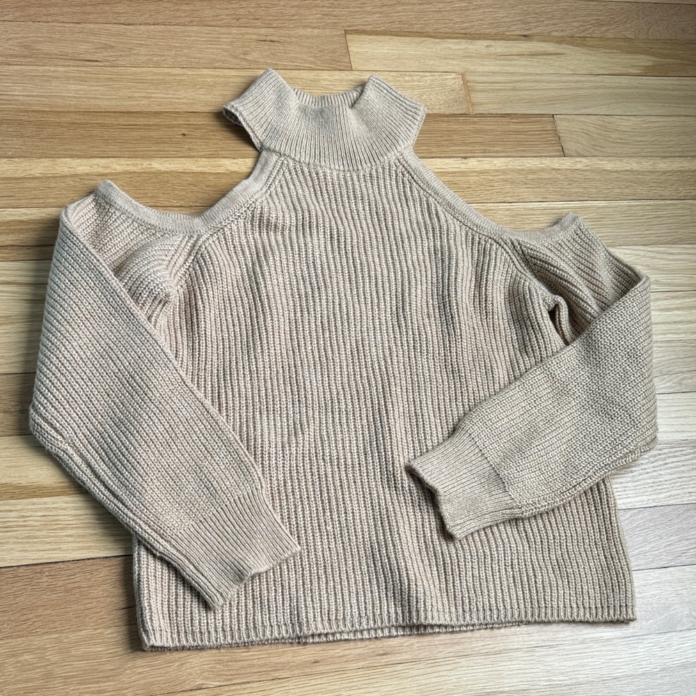 Elegant Off-Shoulder Beige Sweater